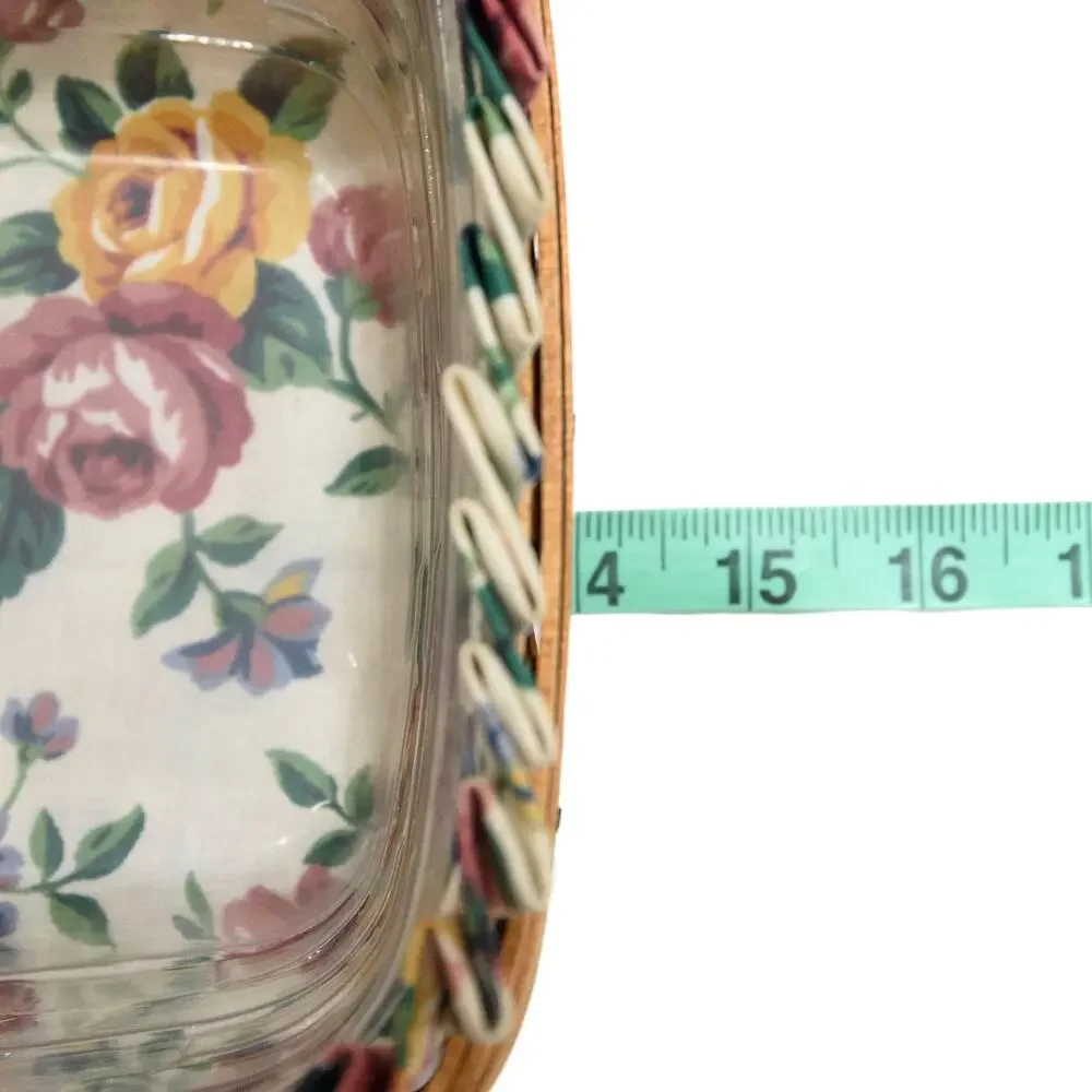 Longaberger 1995 Bread Basket With Garden Splendor Liner & Plastic Protector